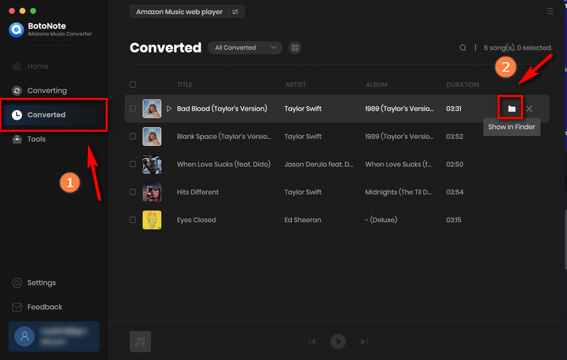 view converted amazon music on computer