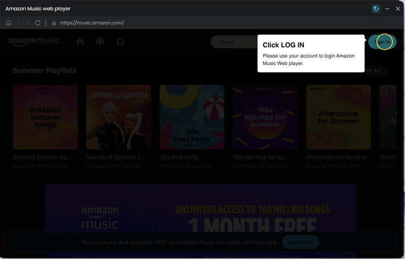 Log In with Amazon Music account
